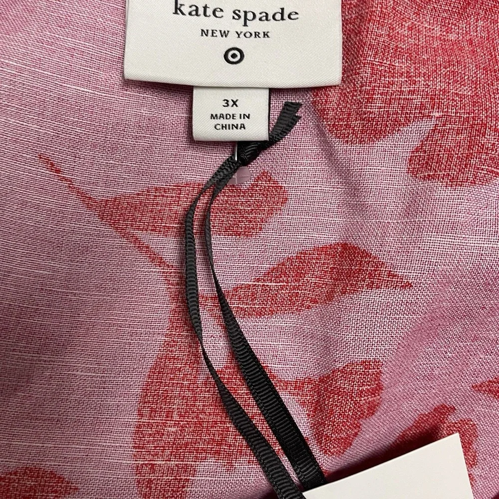 KATE SPADE x TARGET Sz 3X Classic Rose Linen Blend Tiered Long Sleeve Maxi Dress